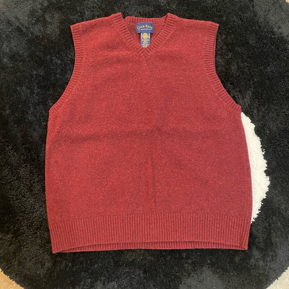 Club Room Red V-Neck Lambs-Wool Sweater